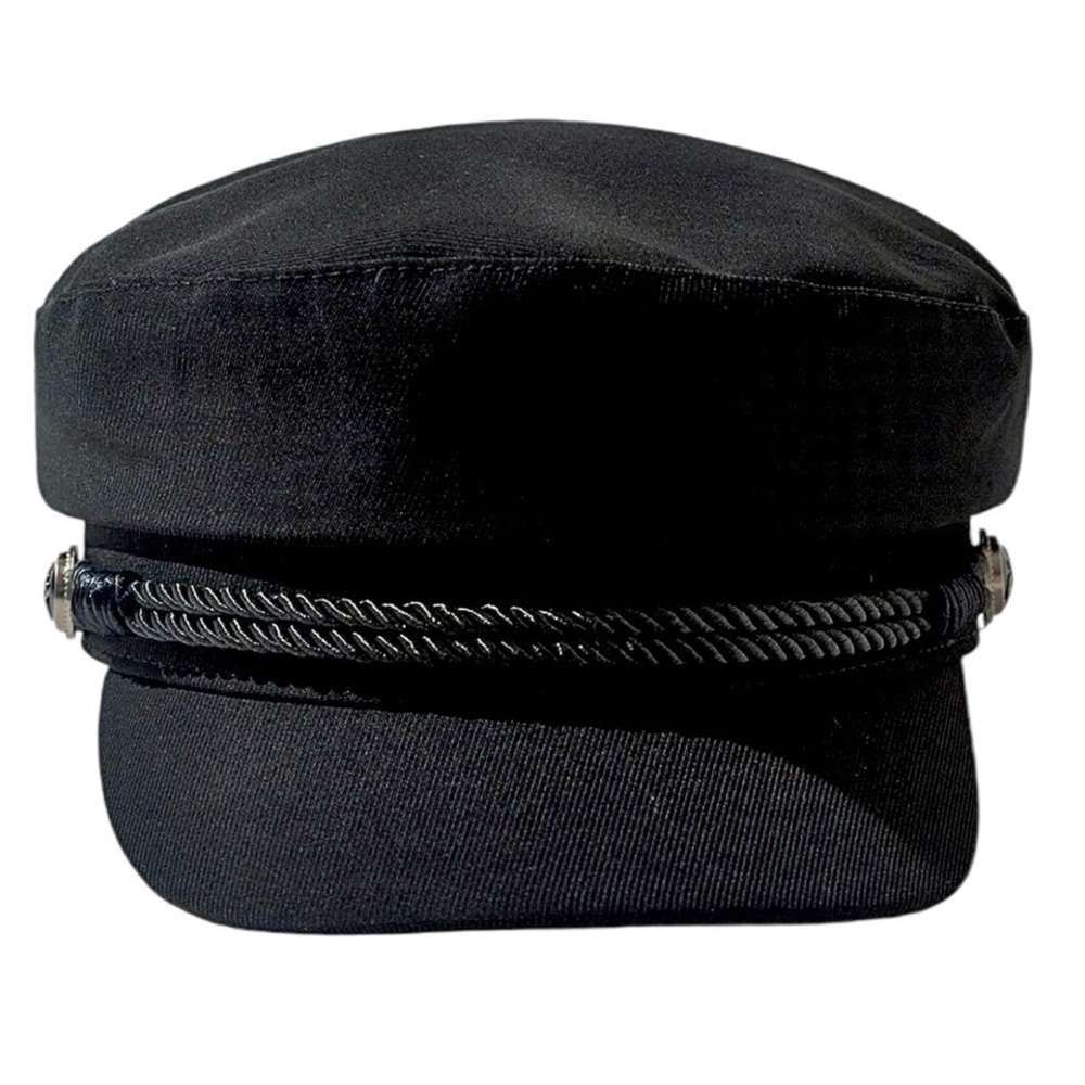 Black Soft Matte Newsboy Cap Rope Detail Baker Boy Sailer Hat New - Picture 5 of 13